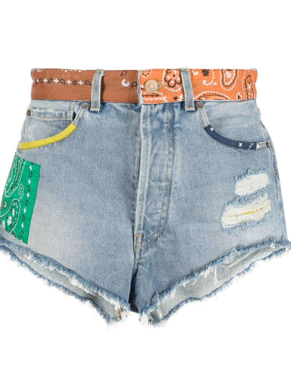 Cheap Alanui Women bandana-print California shorts denim 0402